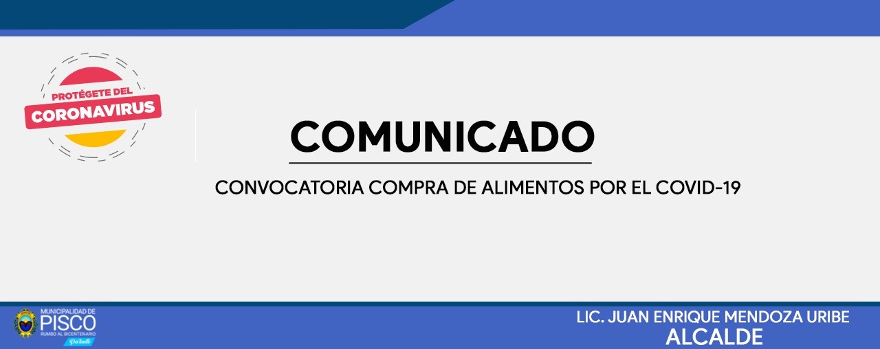 Convocatoria Compras de Alimentos por COVID-19